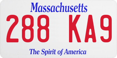 MA license plate 288KA9