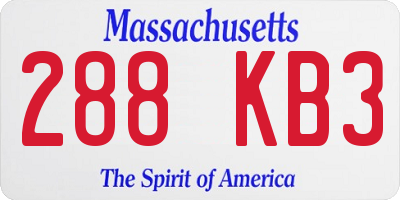 MA license plate 288KB3