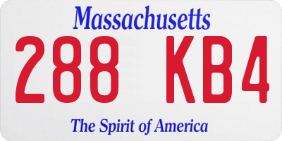 MA license plate 288KB4