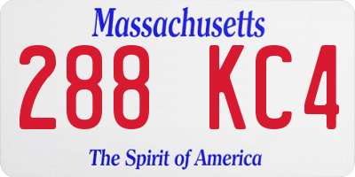 MA license plate 288KC4