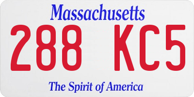 MA license plate 288KC5