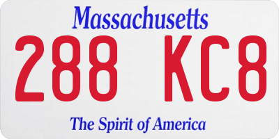 MA license plate 288KC8