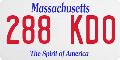 MA license plate 288KD0
