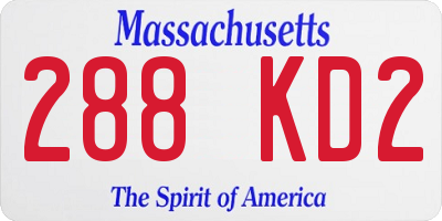 MA license plate 288KD2