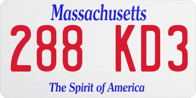 MA license plate 288KD3