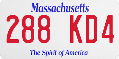 MA license plate 288KD4