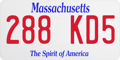 MA license plate 288KD5