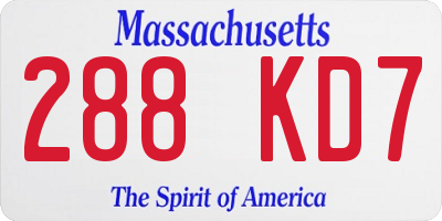 MA license plate 288KD7
