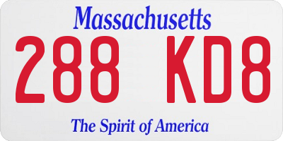 MA license plate 288KD8