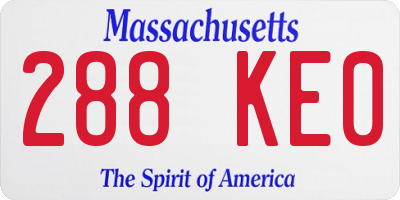 MA license plate 288KE0
