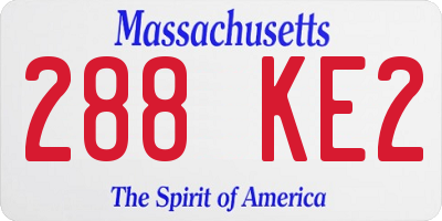 MA license plate 288KE2