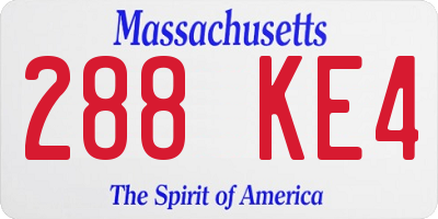 MA license plate 288KE4