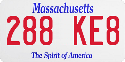 MA license plate 288KE8