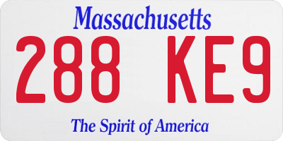 MA license plate 288KE9