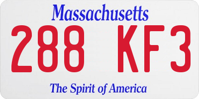 MA license plate 288KF3