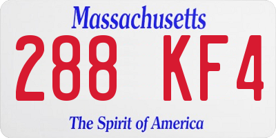 MA license plate 288KF4