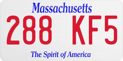 MA license plate 288KF5