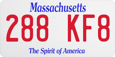 MA license plate 288KF8