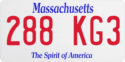MA license plate 288KG3