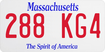 MA license plate 288KG4