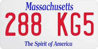 MA license plate 288KG5