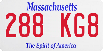 MA license plate 288KG8