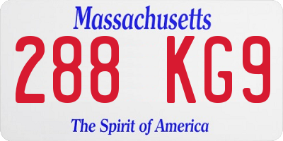 MA license plate 288KG9