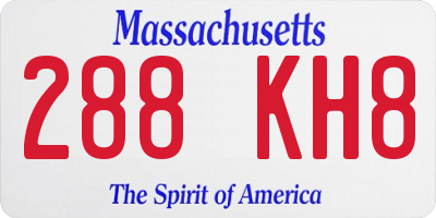 MA license plate 288KH8