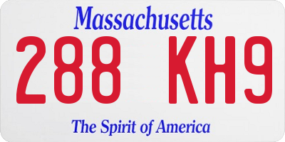 MA license plate 288KH9