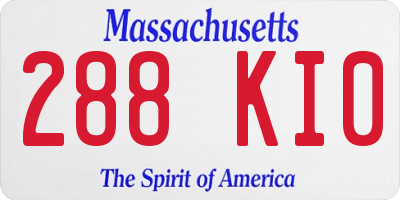 MA license plate 288KI0