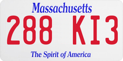 MA license plate 288KI3