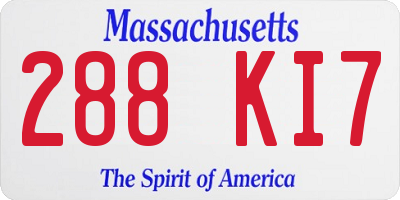 MA license plate 288KI7
