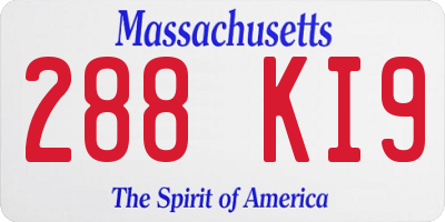 MA license plate 288KI9