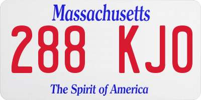 MA license plate 288KJ0