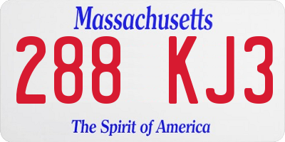 MA license plate 288KJ3