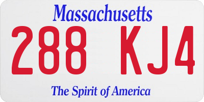 MA license plate 288KJ4