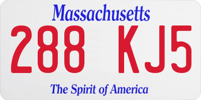MA license plate 288KJ5