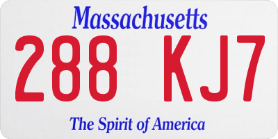 MA license plate 288KJ7
