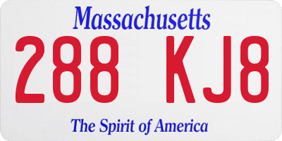 MA license plate 288KJ8