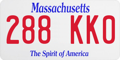 MA license plate 288KK0