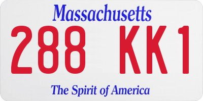 MA license plate 288KK1