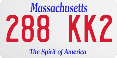 MA license plate 288KK2