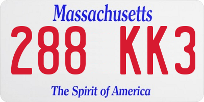 MA license plate 288KK3