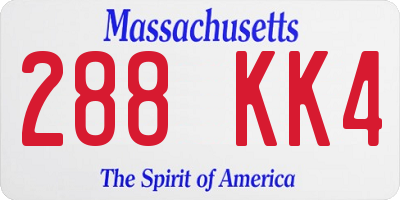MA license plate 288KK4