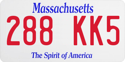 MA license plate 288KK5