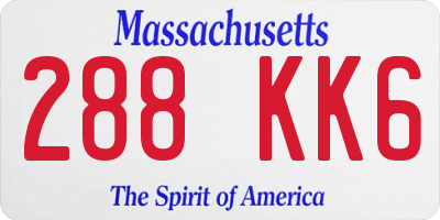 MA license plate 288KK6