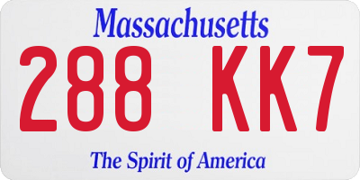 MA license plate 288KK7