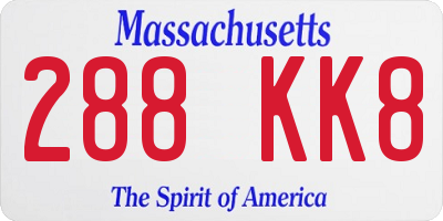 MA license plate 288KK8