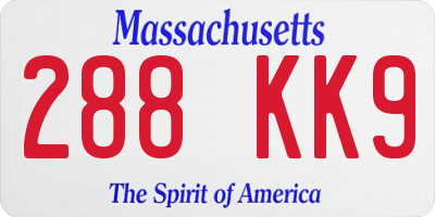 MA license plate 288KK9