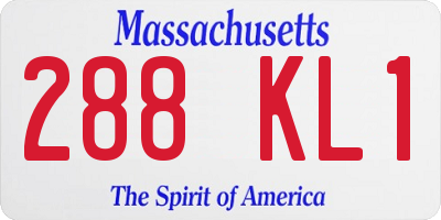 MA license plate 288KL1